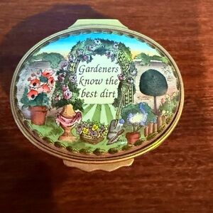 Halcyon Days Enamels Gardening Trinket Box